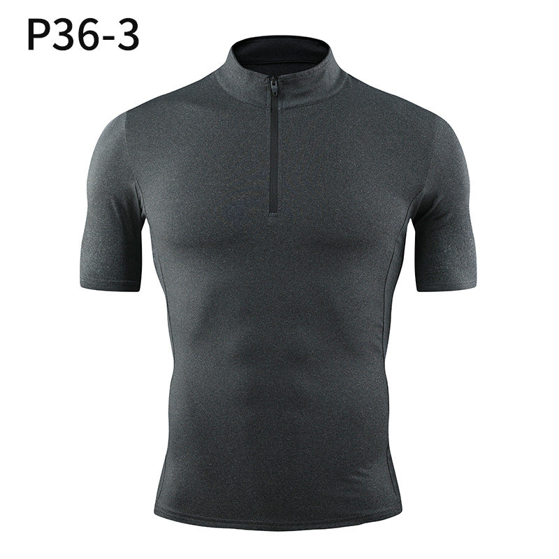 Zipper Stand-up Collar Sporty Men&