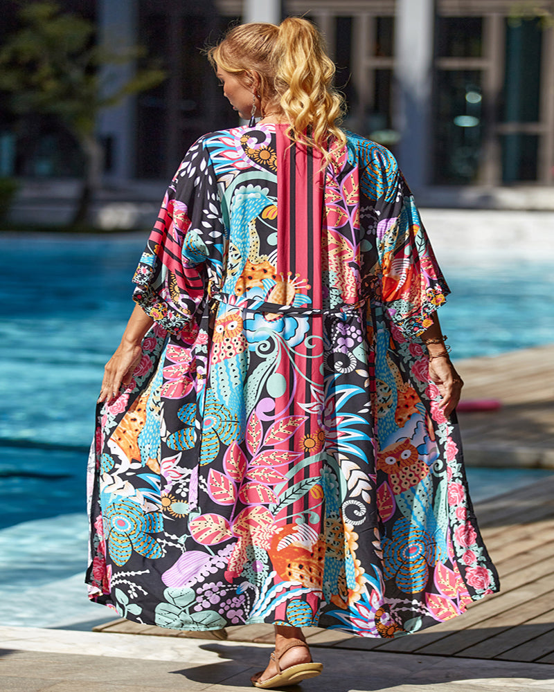 Fashion Printed Summer Vacation Holiday Kimonos Crochet Beach Cover Up Pattern