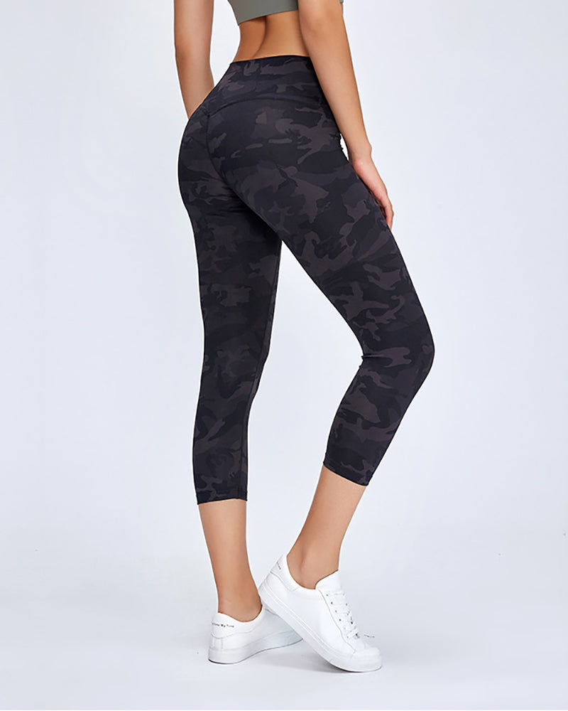 Lady Solid Color Sporty Yogo Pants Black Brown Gray Green