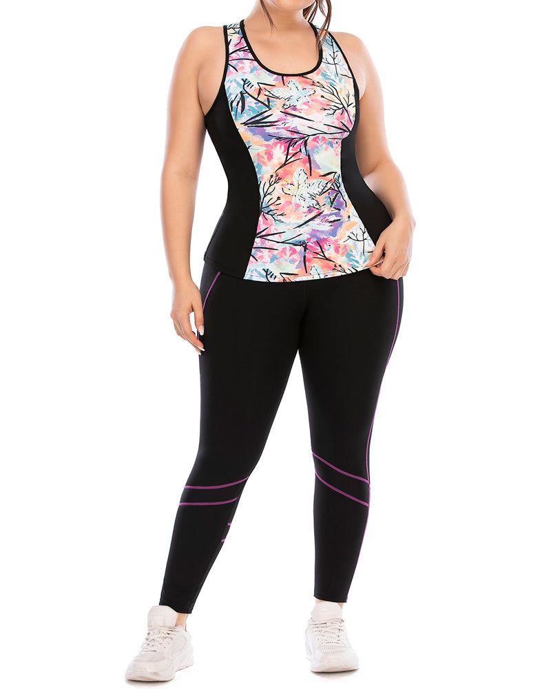 Sports Vest Slim Running Leggings Plus Size Yoga L-3XL