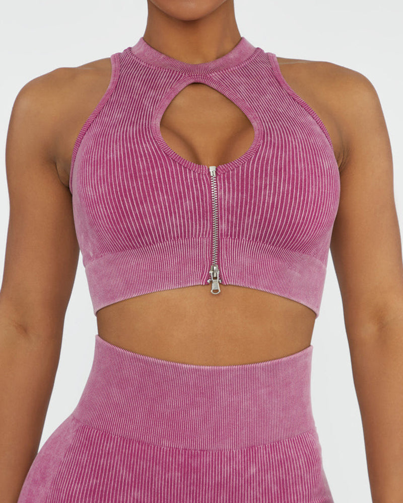 New Sand Washed Seamless Knit Yoga Suit Women&