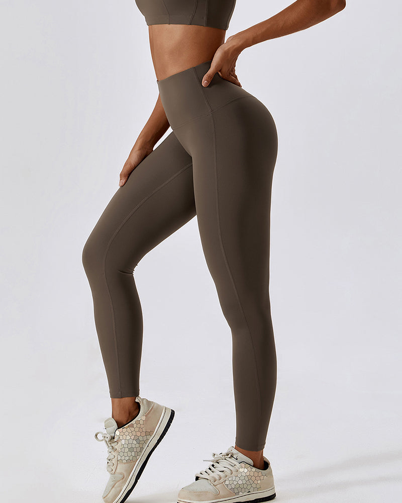 Quick-Drying Naked Feeling Lift Hips Yoga High Waist Running Pants Black Gray Coffee Blue Apricot S-XL