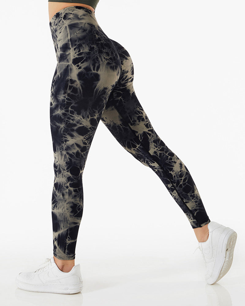 Women High Waist Tie Dye Running Quick Dry Yoga Pants S-XL