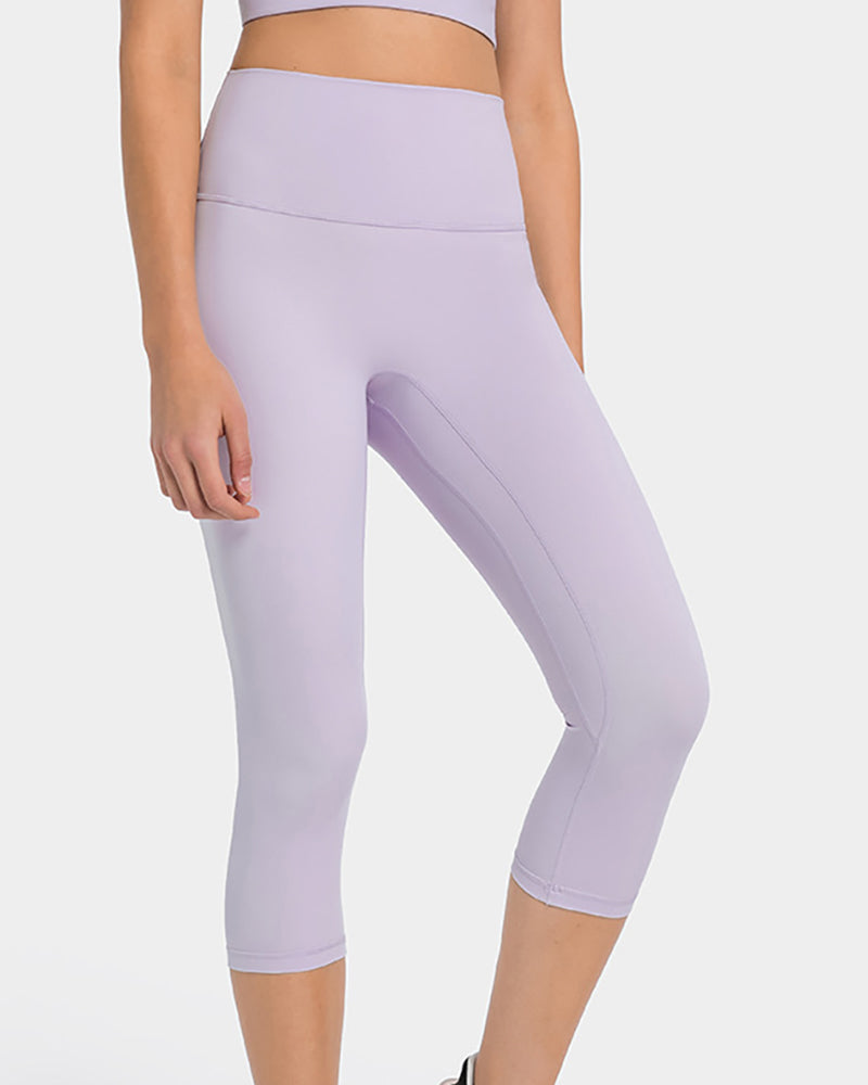 Women High Waist Solid Color 7 Point Leggings 4-12