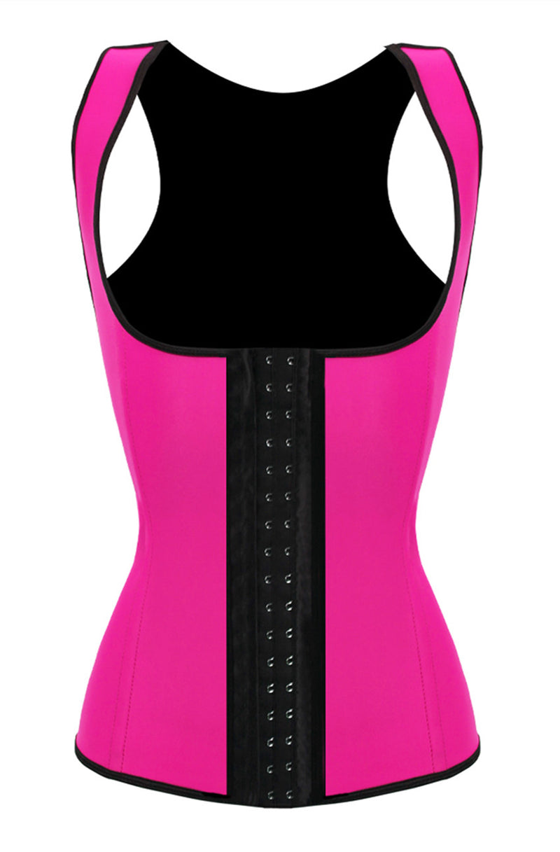 4 Steel Bone Sexy Latex Women Rubber Corset Rosy