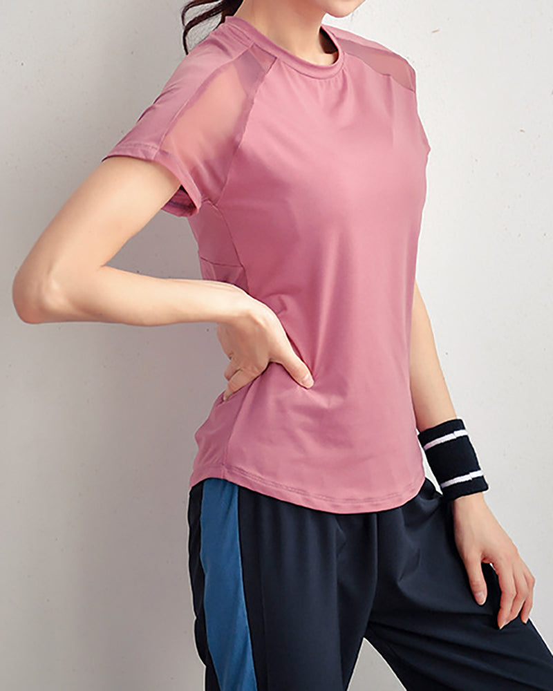 Sportswear Fitness Wear Loose Fitness Running Yoga Wear Short Sleeve T-Shirt Top S-XL