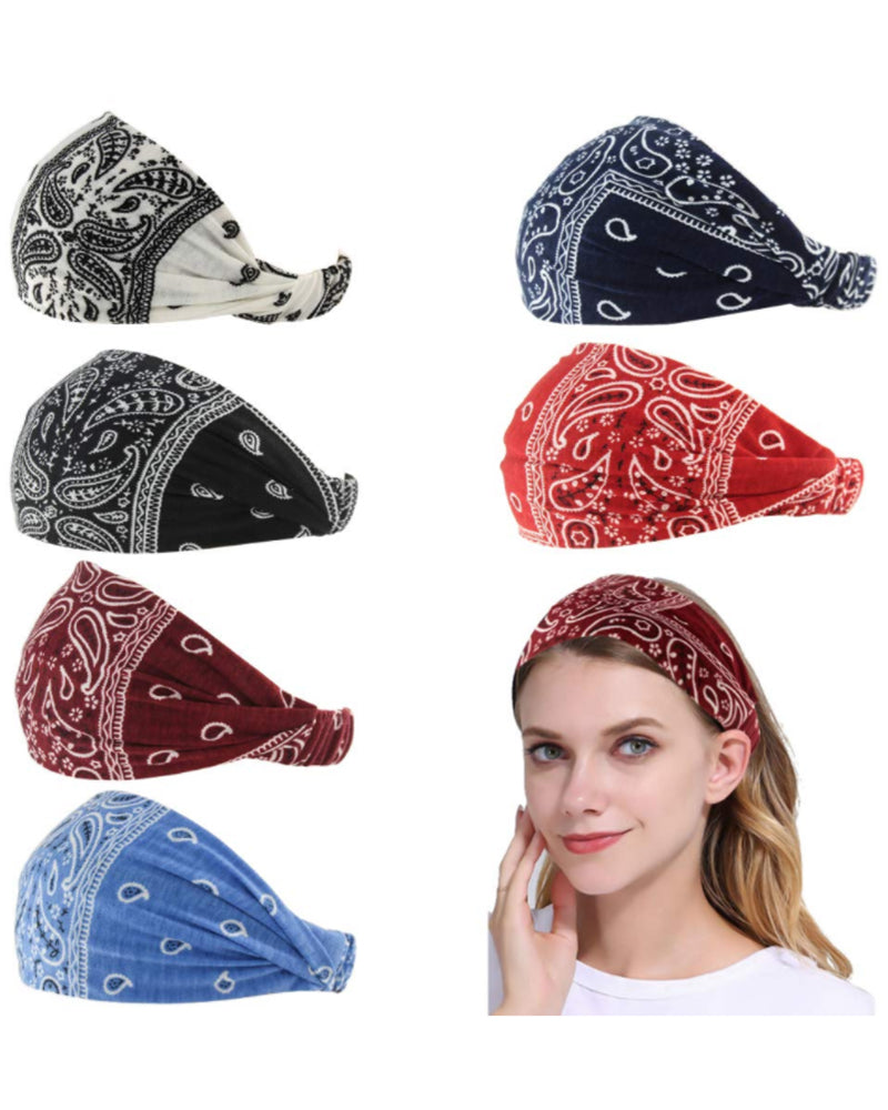 Bandana Headband for Women with Elastic Yoga Headband Outdoor Hairband Adjustable Turban Headwrap