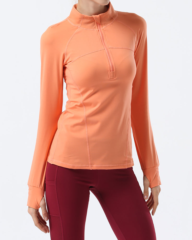 Top Long Sleeve Tight-fitting Zipper Yoga Jacket Stretch Fitness Outdoor Sports Running S-XL