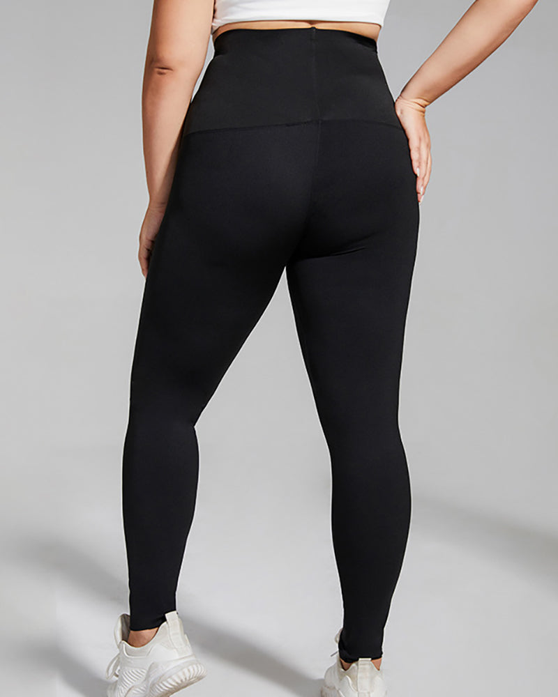 Women High Waist Solid Color Slim Plus Size Yoga Pants Sweatpants Black Shorts Legging XL-4XL