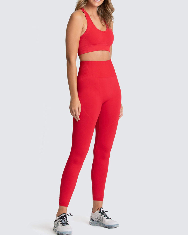 Seamless Slim Knit Sports Yoga Two-piece Sets S-L