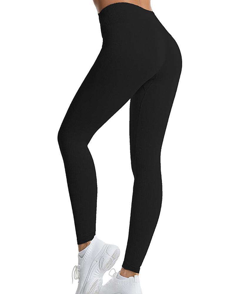 Ladies Fitness Seamless Yoga Pants Sports Tights Solid Color S-L