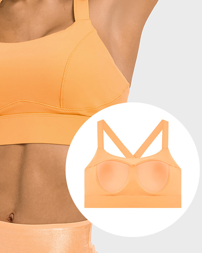 Newest Women Back Criss Cross High Elestic Yoga Sports Bra White Pink Orange Black Gray Cyan 4-12