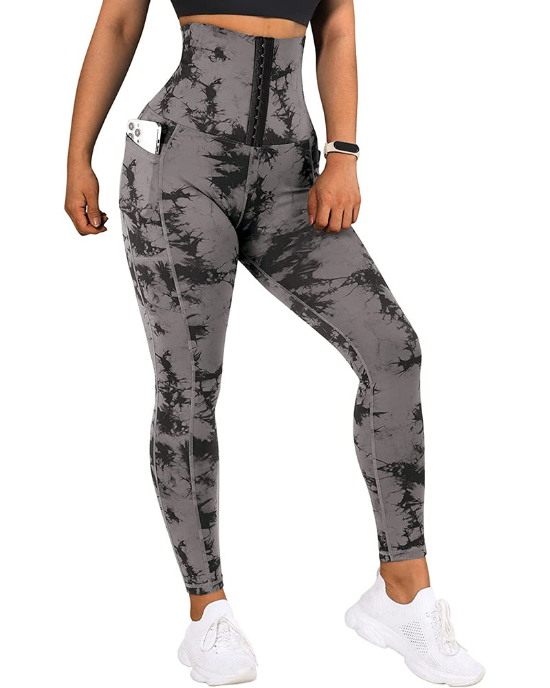 Wholesale Camo Tie-dye Shape Patchwork Side Pocket Sports Pants S-2XL