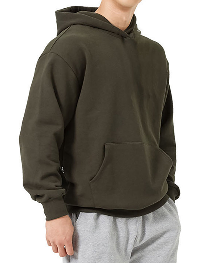 Long Sleeve Hoodies Pocket Pullover Solid Color Men&