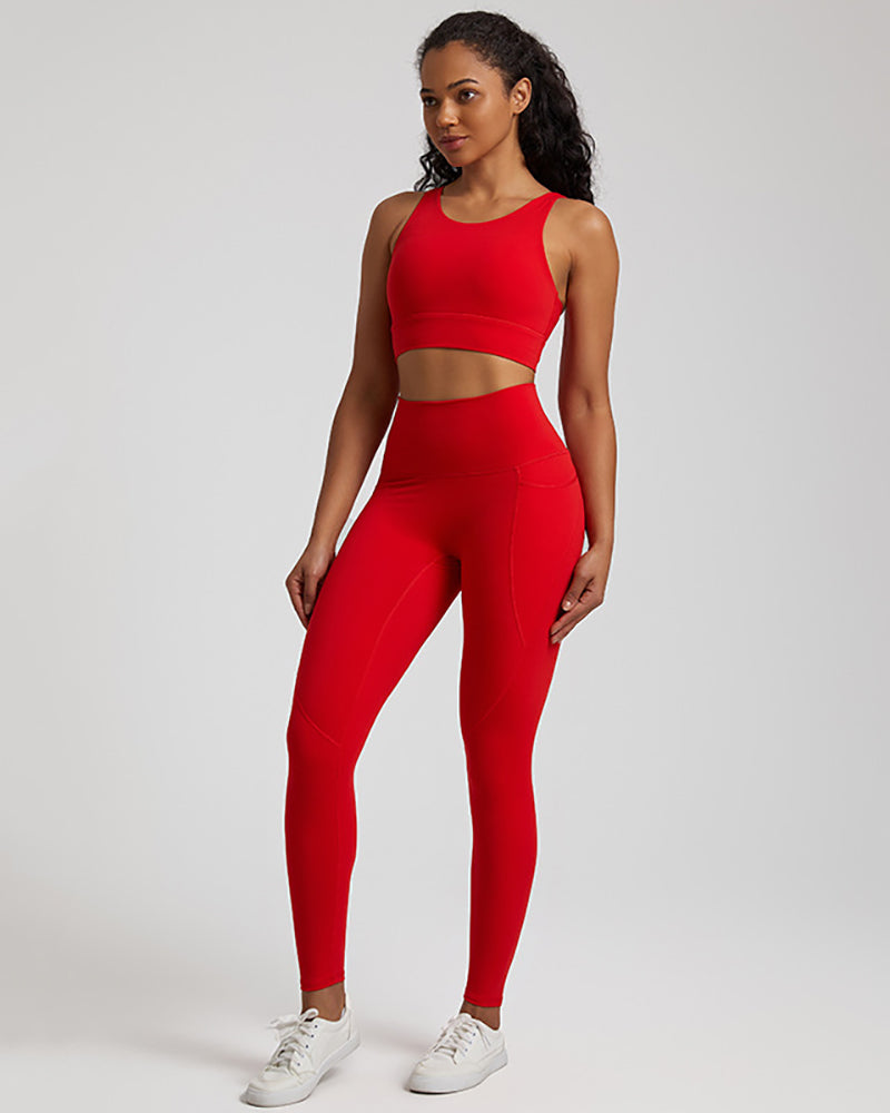 Presale(5-15days waiting) Women Sports Solid Color Sleeveless Pants Sets Yoga Two-piece Suits S-XL