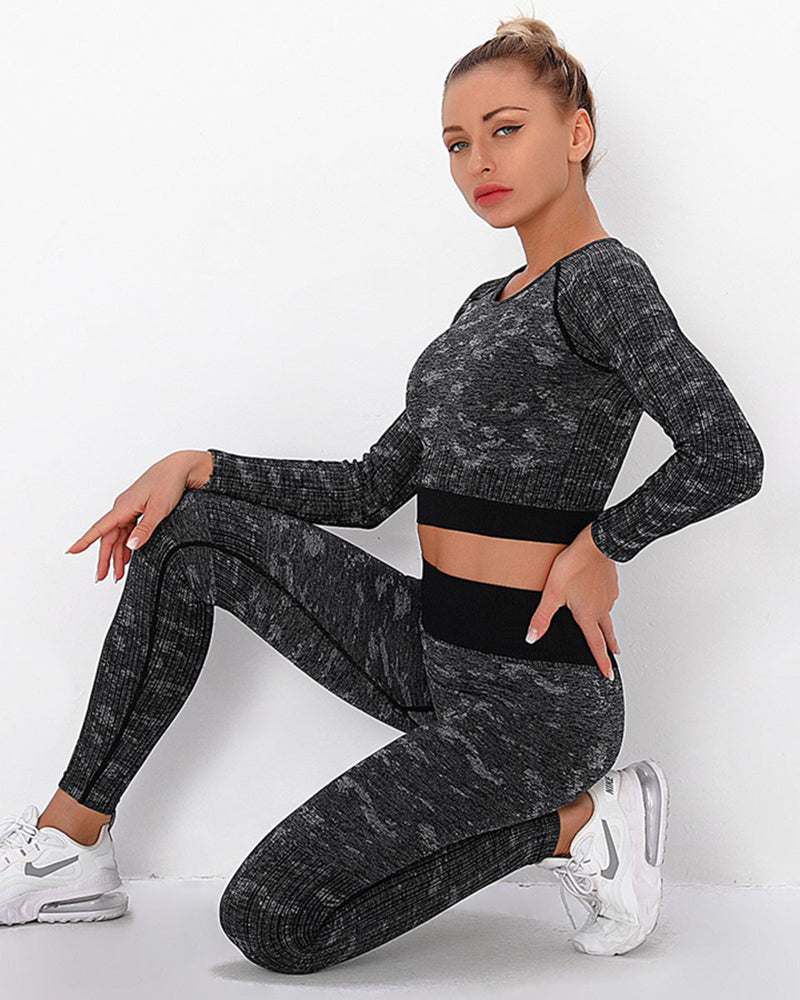 Gym Set Women 2 Pieces Seamless Yoga Set for Women High Waist Yoga Pants Gym Fitness Clothing Fitness Leggings Sport Set 2080