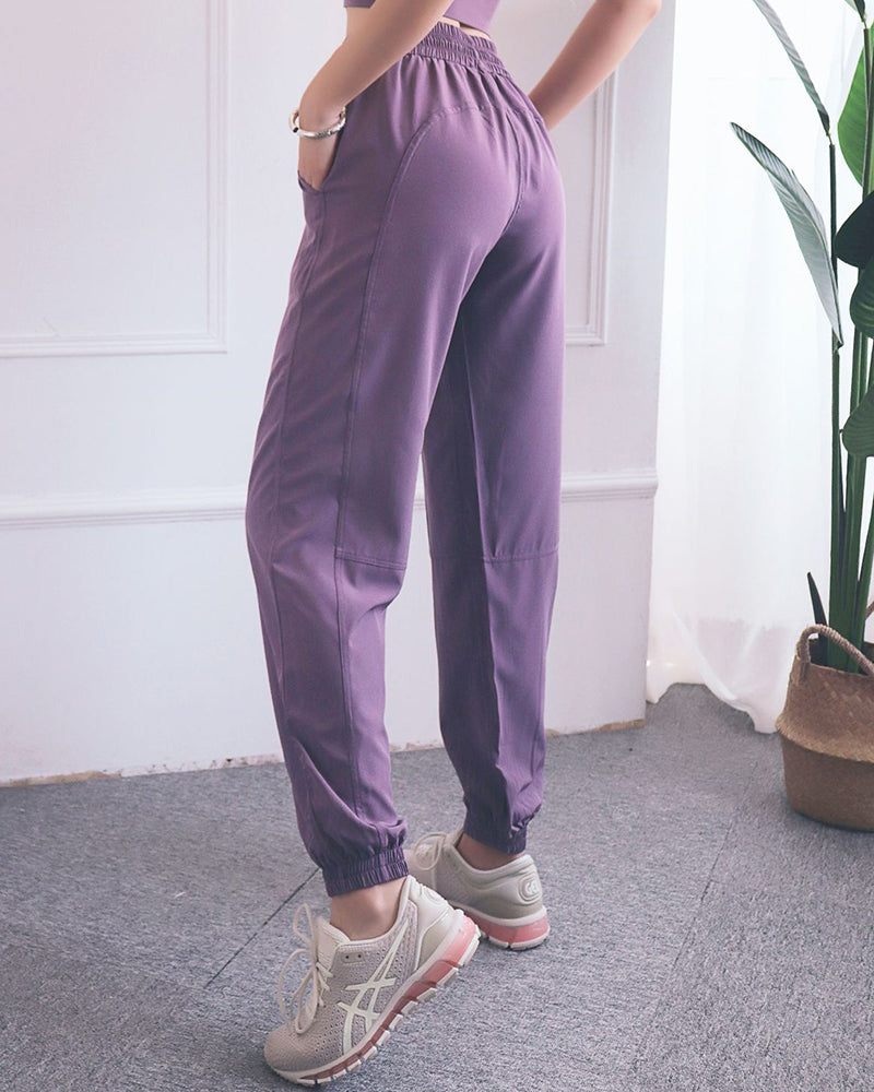 Women Sun Protection Pants Drawstring High Waist Fitness Quick-drying Pants Joggers Loose Casual  Running Sports Pants S-XL