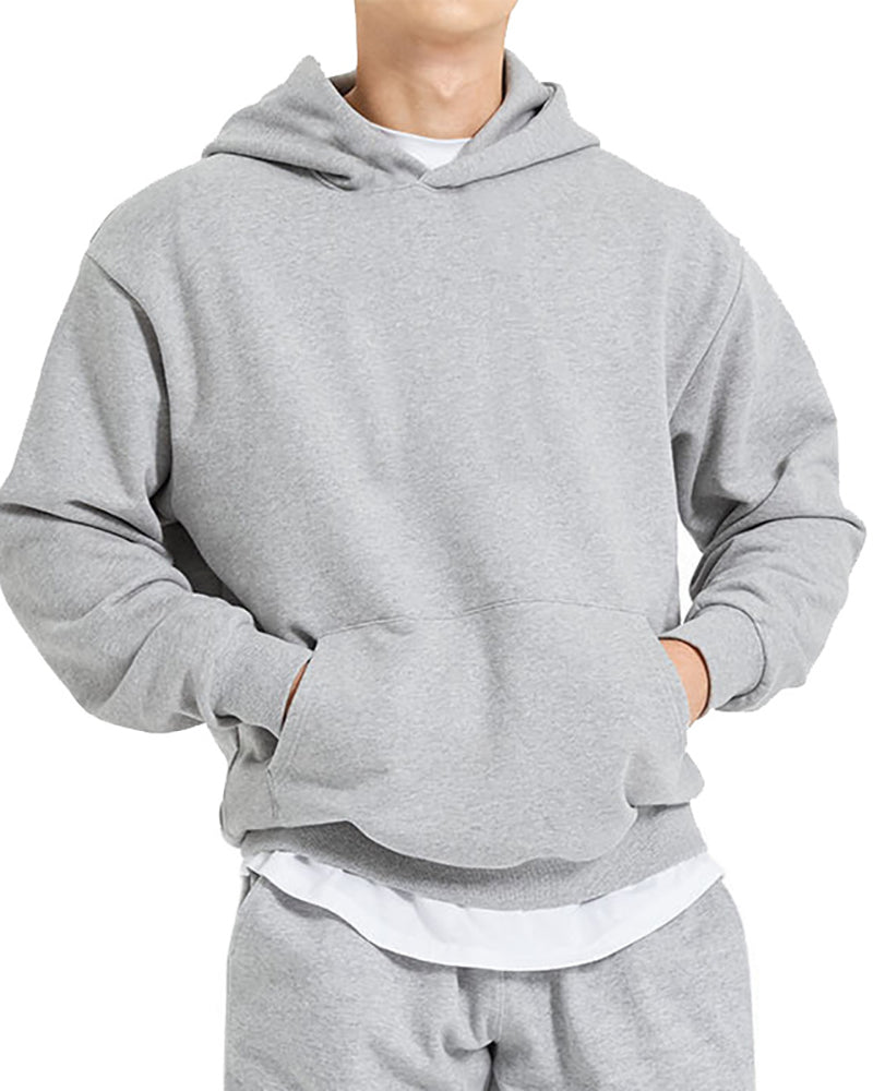 Long Sleeve Hoodies Pocket Pullover Solid Color Men&