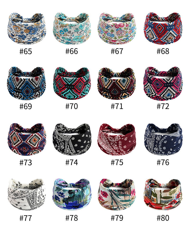 Bandana Headband for Women with Elastic Yoga Headband Outdoor Hairband Adjustable Turban Headwrap