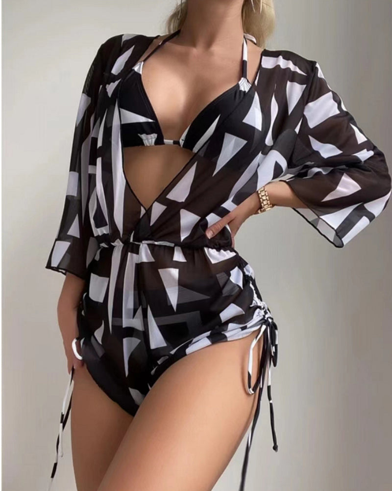 3 Piece Set Floral Printed Hot Beach Swimsuit S-XL