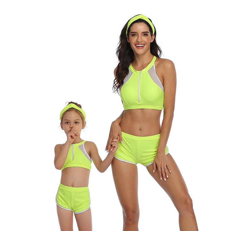Women New Style  Beauty Cute Printed High Waist Parent-Child Swimsuit Split Bikini S-XL OM20681
