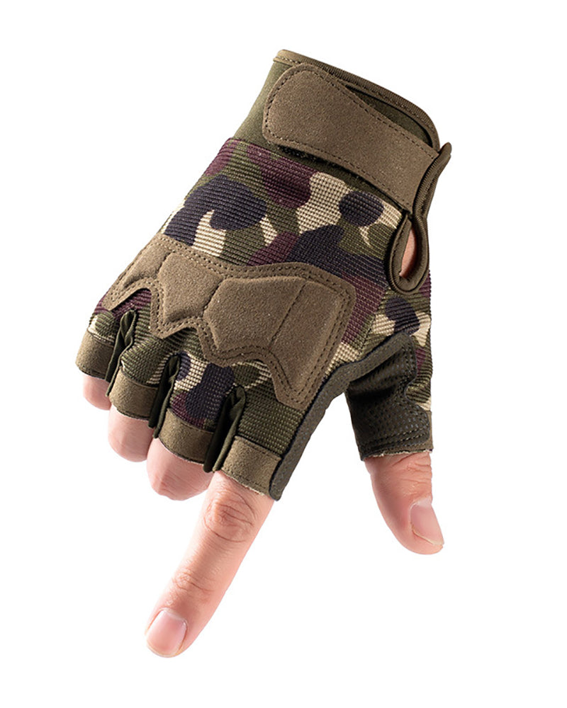 Fitness Gloves Half Finger Outdoor Sports Cycling Training Gloves Anti-Slip Wear Resistant Tactical Military Fan Protective Gloves