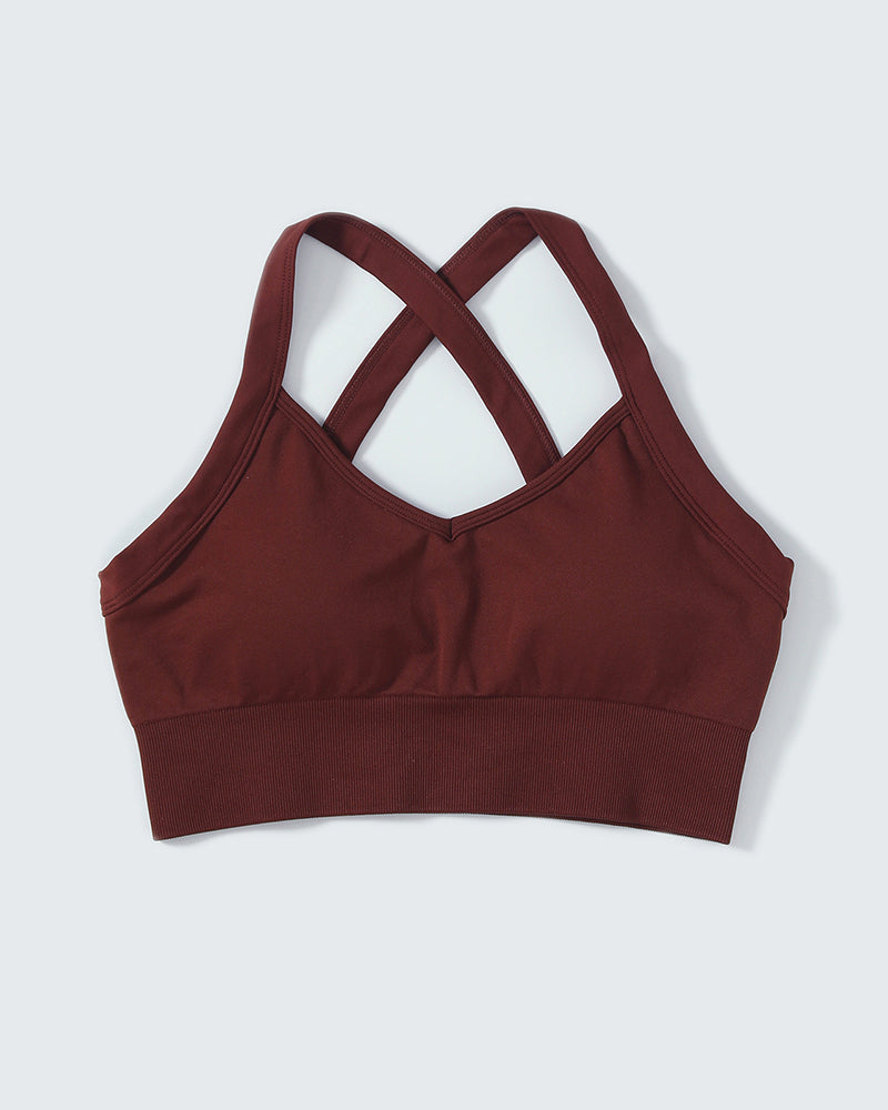 Solid Color Back Cirss Women Sports Bra S-L