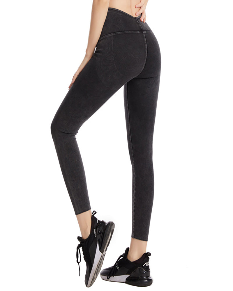 Jean Yoga Sports Slim Leggings Black Deep Gray Blue S-2XL