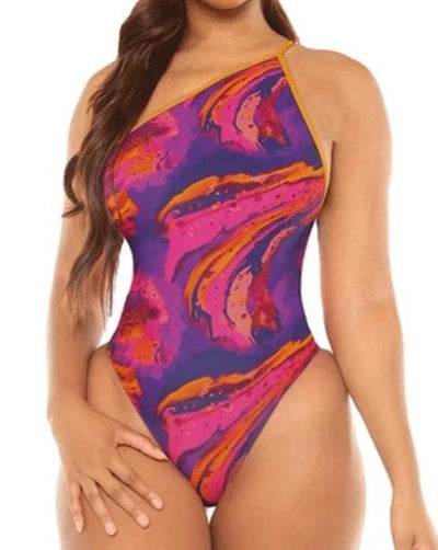 Sexy Print Off Shoulder One Piece Swimwear