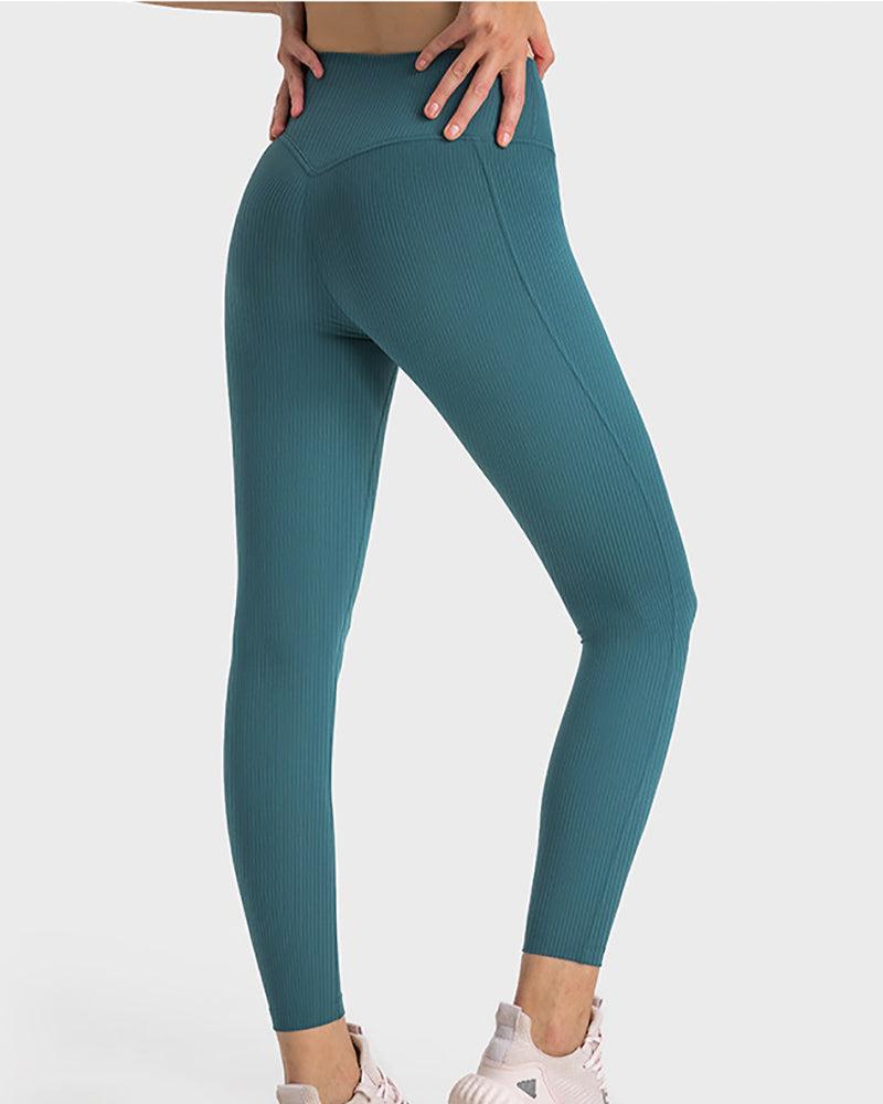 Women Solid Color High Waist Breathable Yoga Leggings 4-12