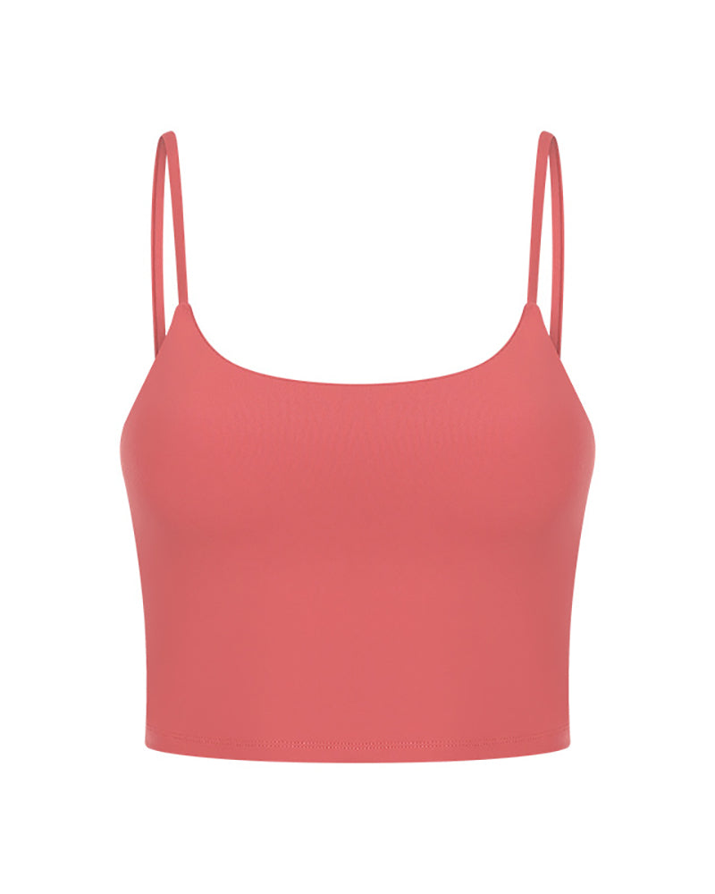 Women Solid Color Strap Sports Running Yoga Tops Vest S-XL