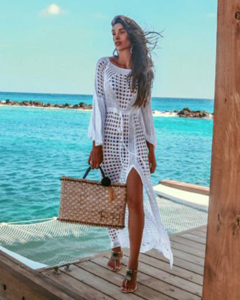 Knitted Beach Dress Beach Cover up Crochet Tunic Beach Beach Praia Cover Beachwear Cover up OM25982