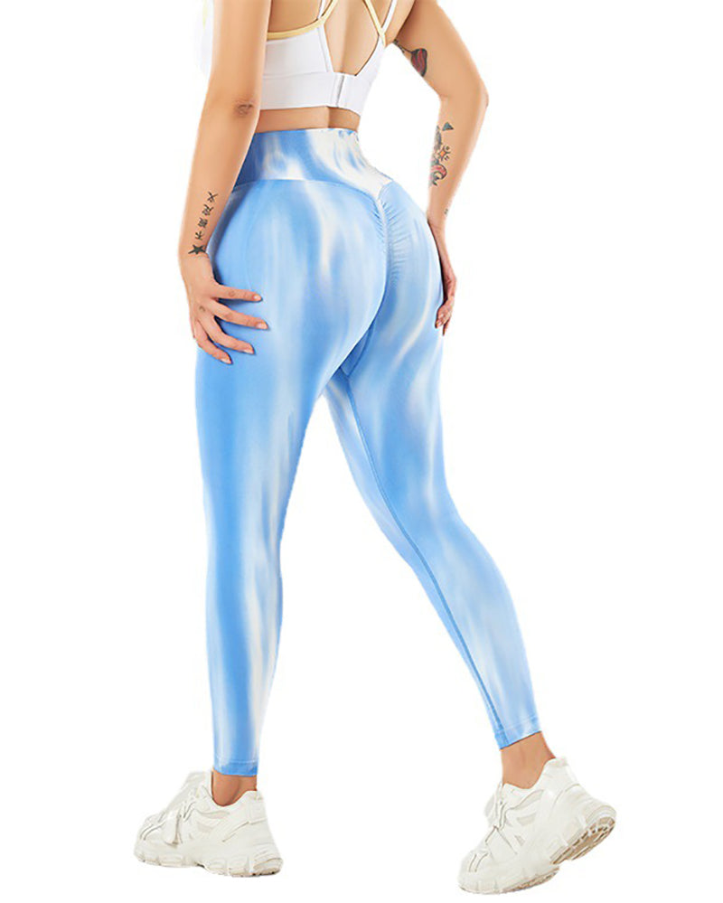 Aurora Printing Seamless Tie Dye High Waist Yoga Pants Leggings S-L