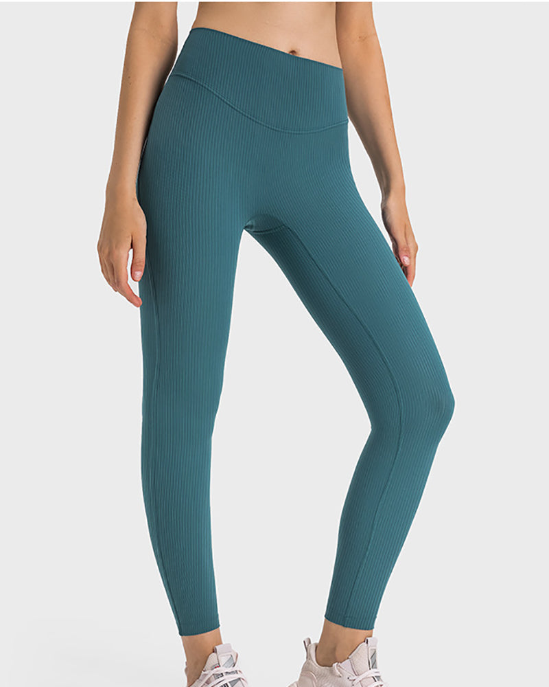 Women Solid Color High Waist Breathable Yoga Leggings 4-12