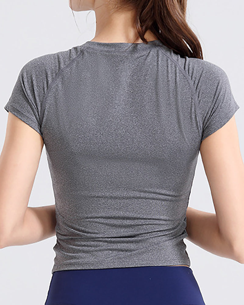 Quick Drying Short Sleeve Fitness Women Yoga Tops