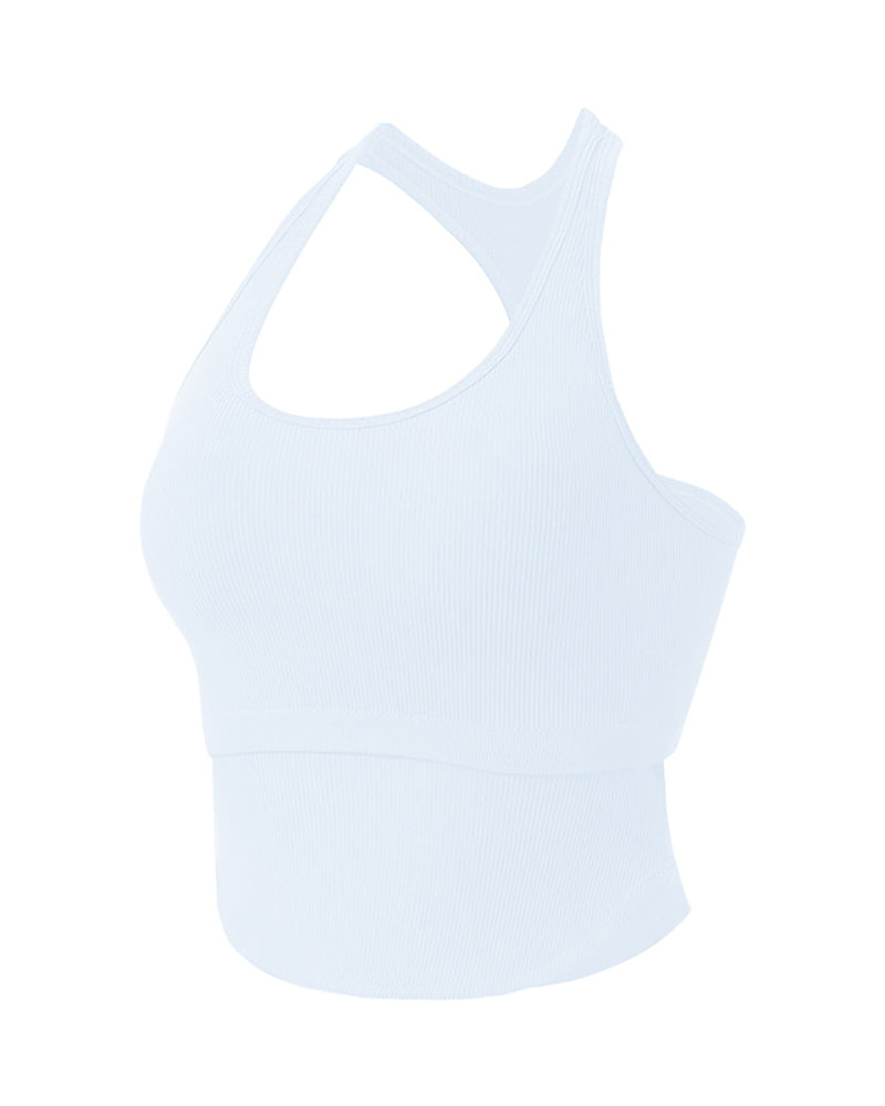 Yoga Seamless Racerback Sports One-piece Vest Female Running Training Cross-Beauty Back Breathable Fitness Top S-L