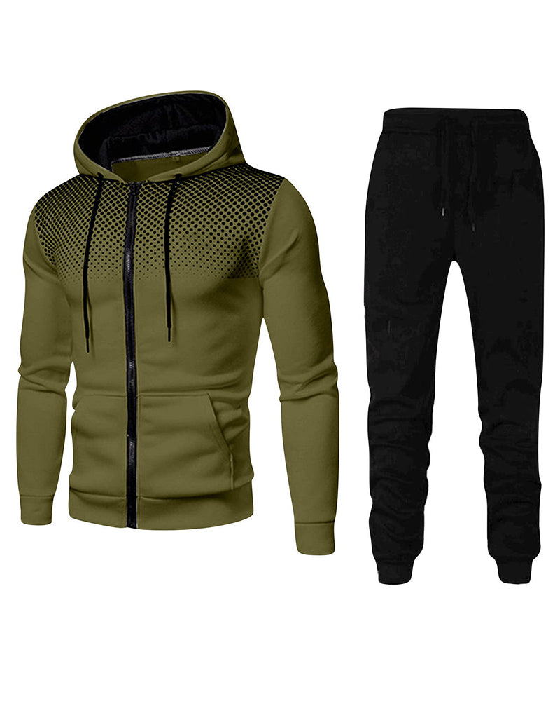 New Fashion Men Sports Fitness Long Sleeve Autumn&Winter Hooded Coat Pants Sets Two Piece Suit Blue Green Wine Red Khaki Light Gray White Blue Red Blakc S-3XL