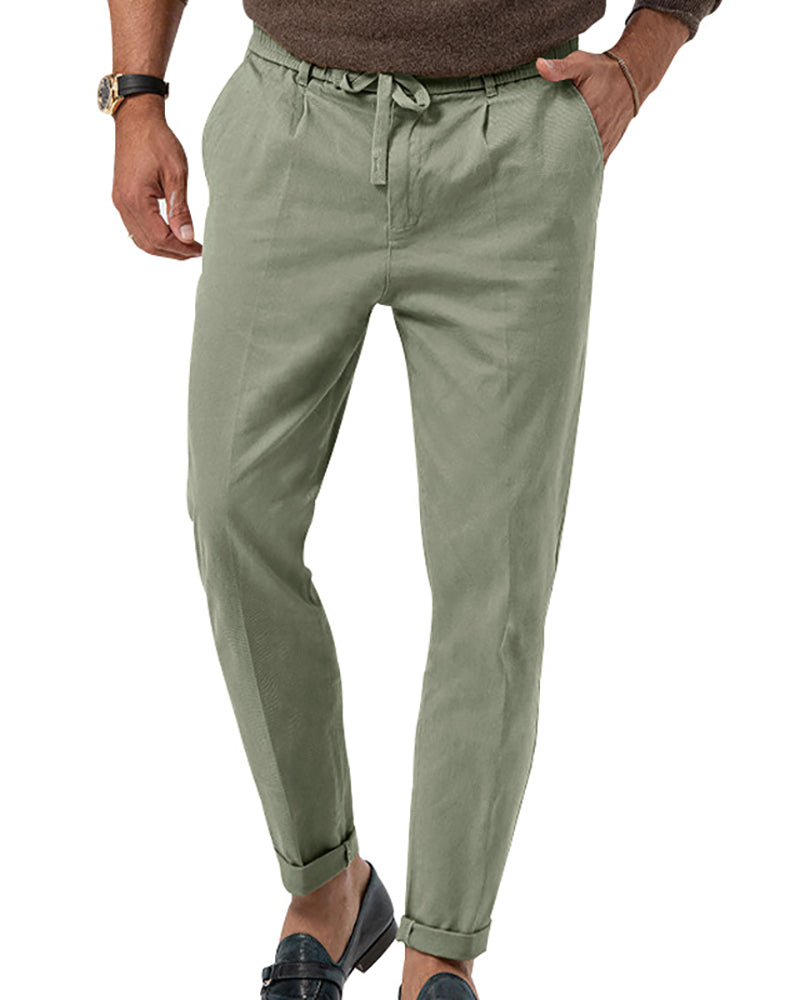 Men Business Casual Spring Autumn Solid Color Pants White Black Green Khaki Blue Apricot Gray S-3XL Joggers