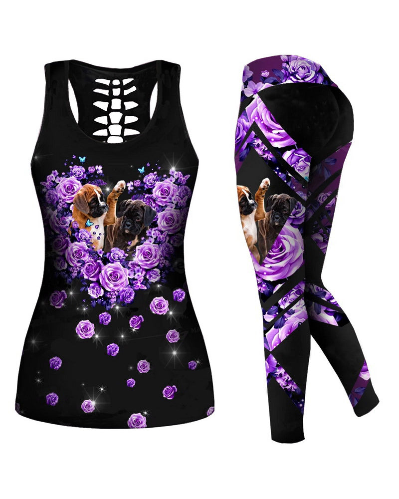 Women Casual Yoga Sport Sleeveless Suit T Shirt YinYang Skull Rose Print 3D Tank Tops Pants Cool Flower Skull Tanks Back Hollow out Vest Casual Tees