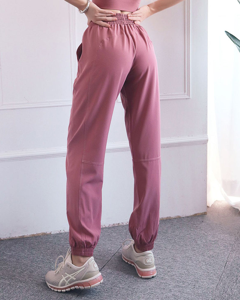 Women Sun Protection Pants Drawstring High Waist Fitness Quick-drying Pants Joggers Loose Casual  Running Sports Pants S-XL