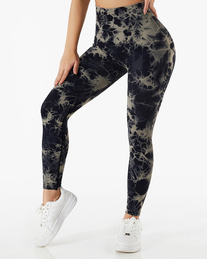 Women High Waist Tie Dye Running Quick Dry Yoga Pants S-XL