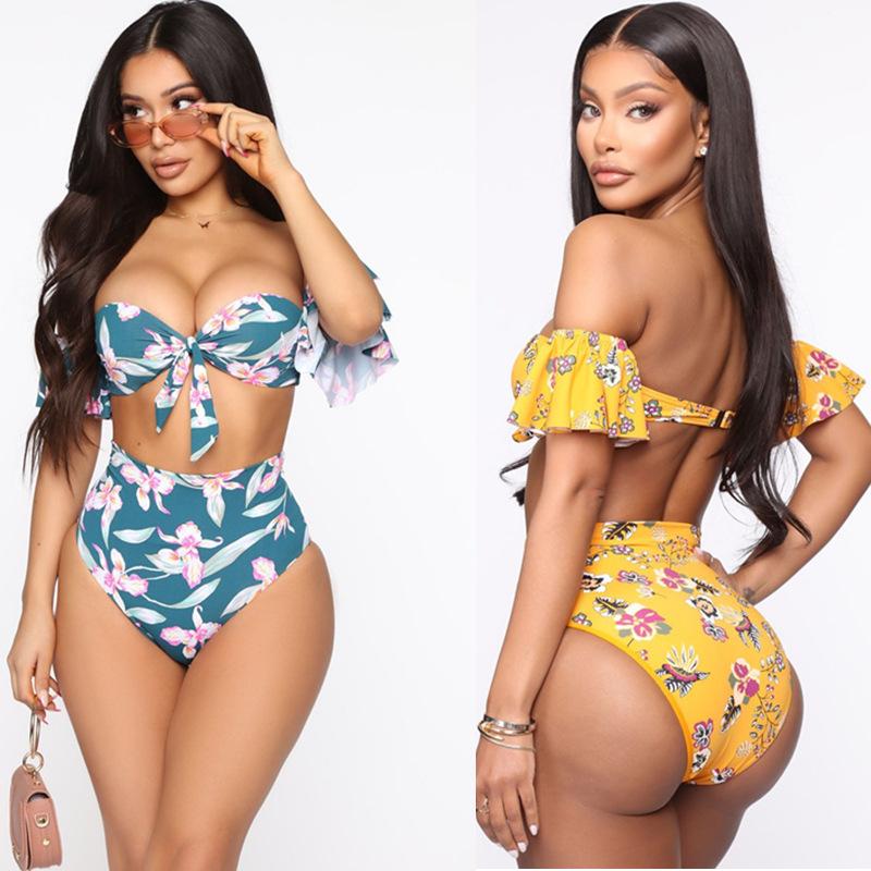 Sexy Swimsuit Push Up Bikinis Bathing Floral Two Piece Suits High Waist Bikini 2021 Women&