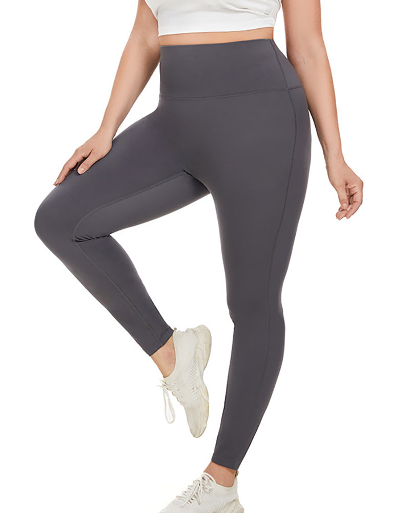 Fleece High Waist Running Plus Size Yoga Leggings Pants Gray Black XL-4XL