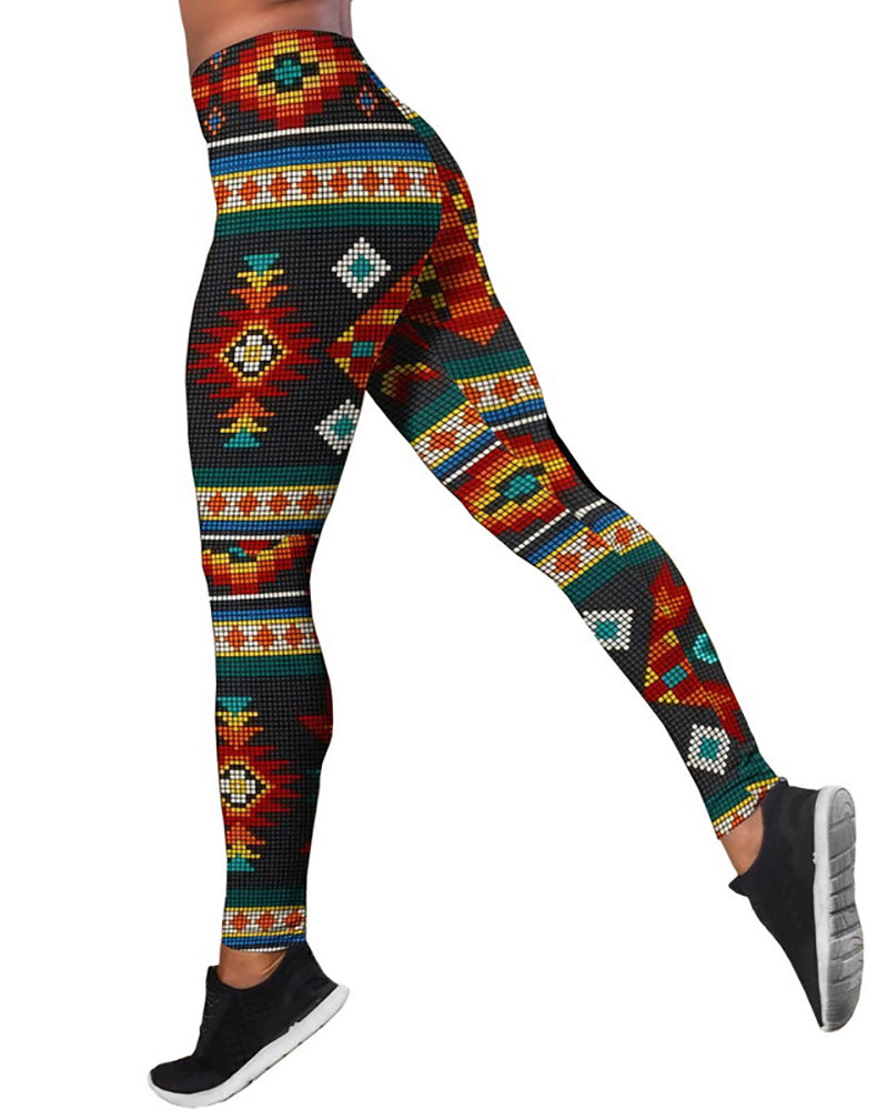 Women Casual Yoga Sport Pants Skull Rose Print 3D Trousers Leggings