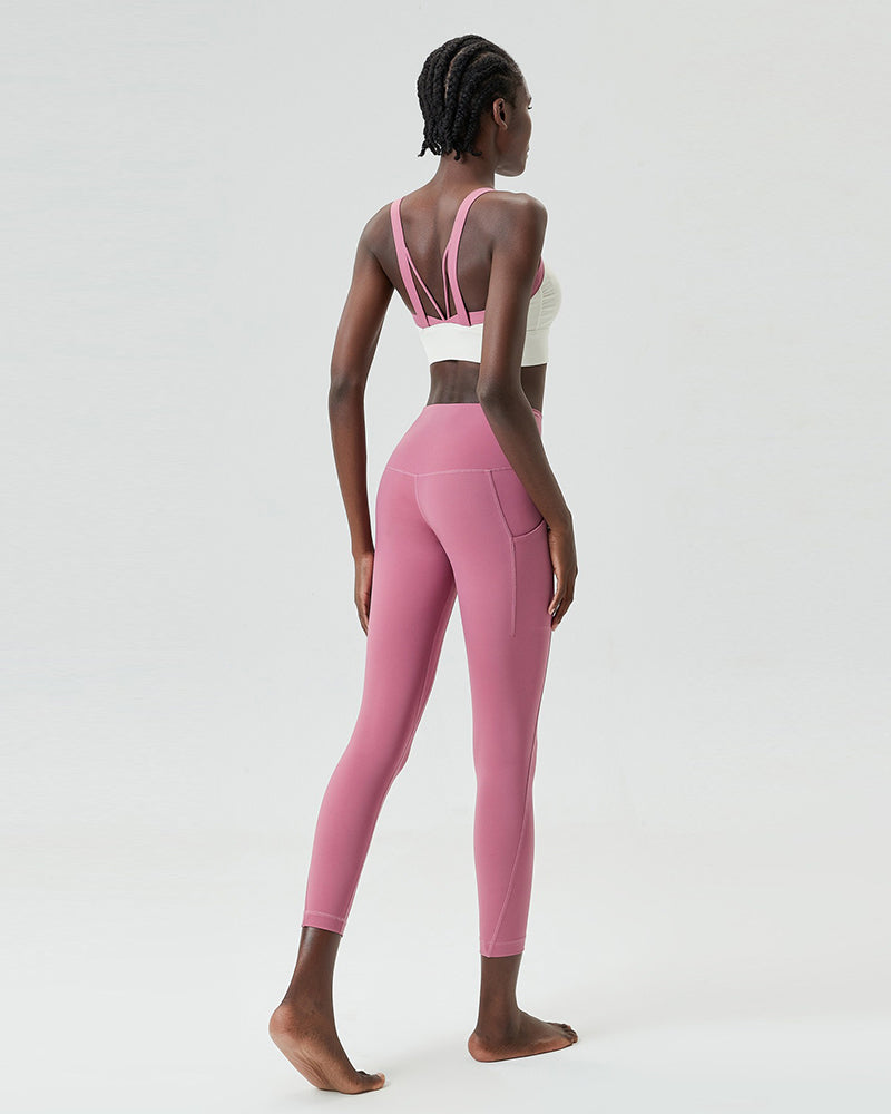 Colorblock High Protection Active Wear Two Piece Pants Set S-XL