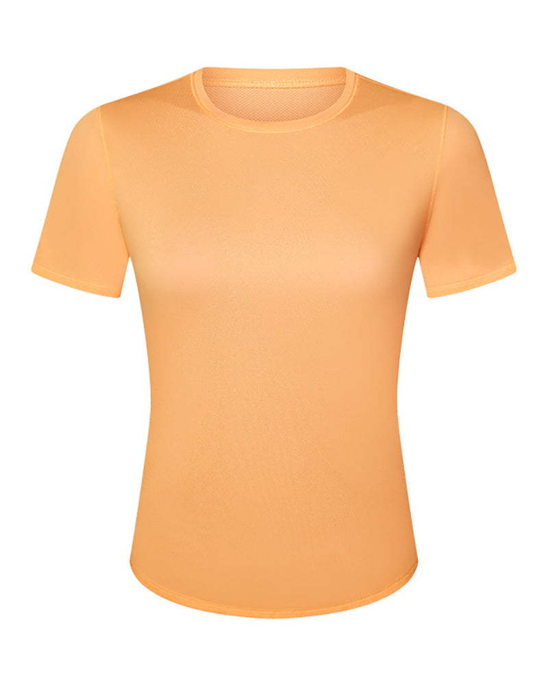 Women Sports Running Solid Color Quick Dry Breathable Tennis Top T-shirt 4-12