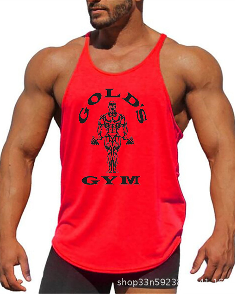 Gym Printed Vest Fitness Circular Hem Training Men&