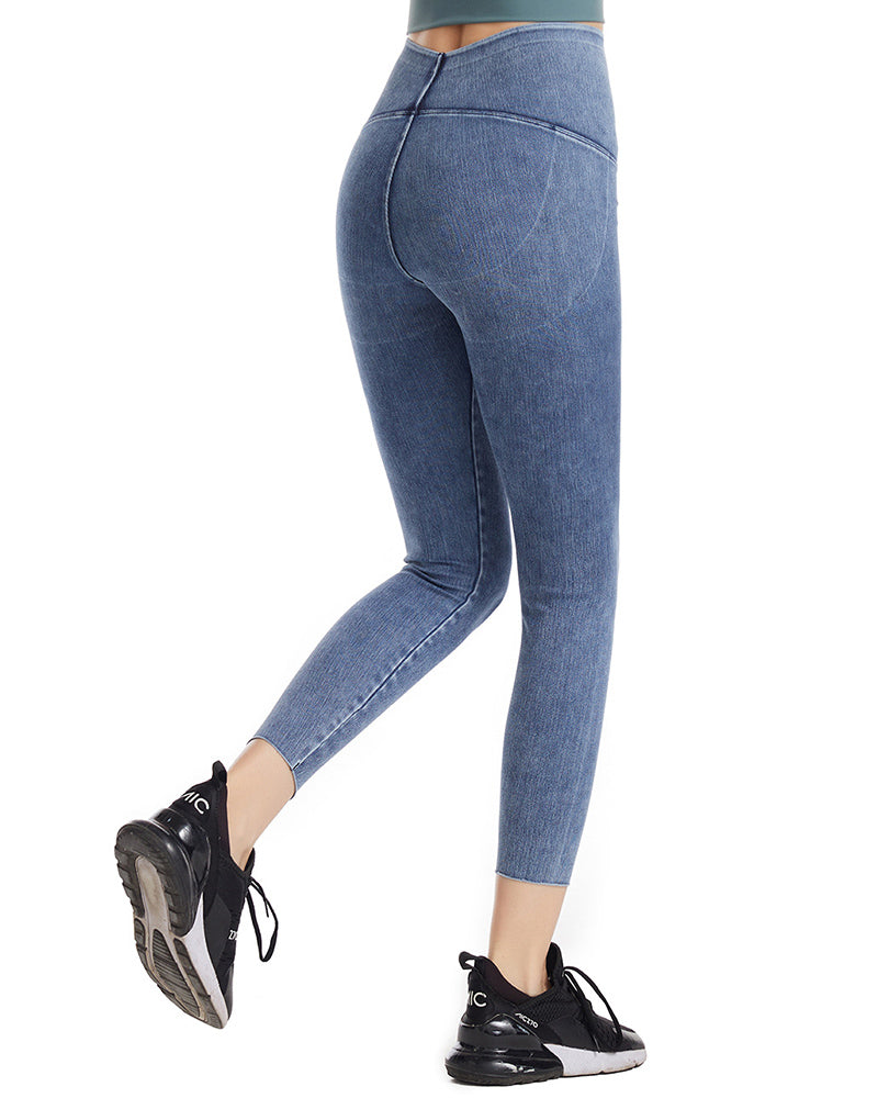 Jean Yoga Sports Slim Leggings Black Deep Gray Blue S-2XL