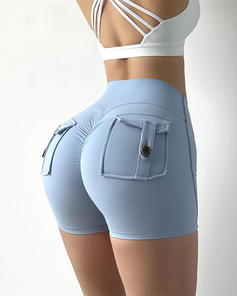 Nude Sexy Yoga Pants High Waist Sports Shorts Fitness Pants S-XL