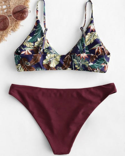 Printed Sexy Simple Style Triangle Bikini Two-piece Swimsuit